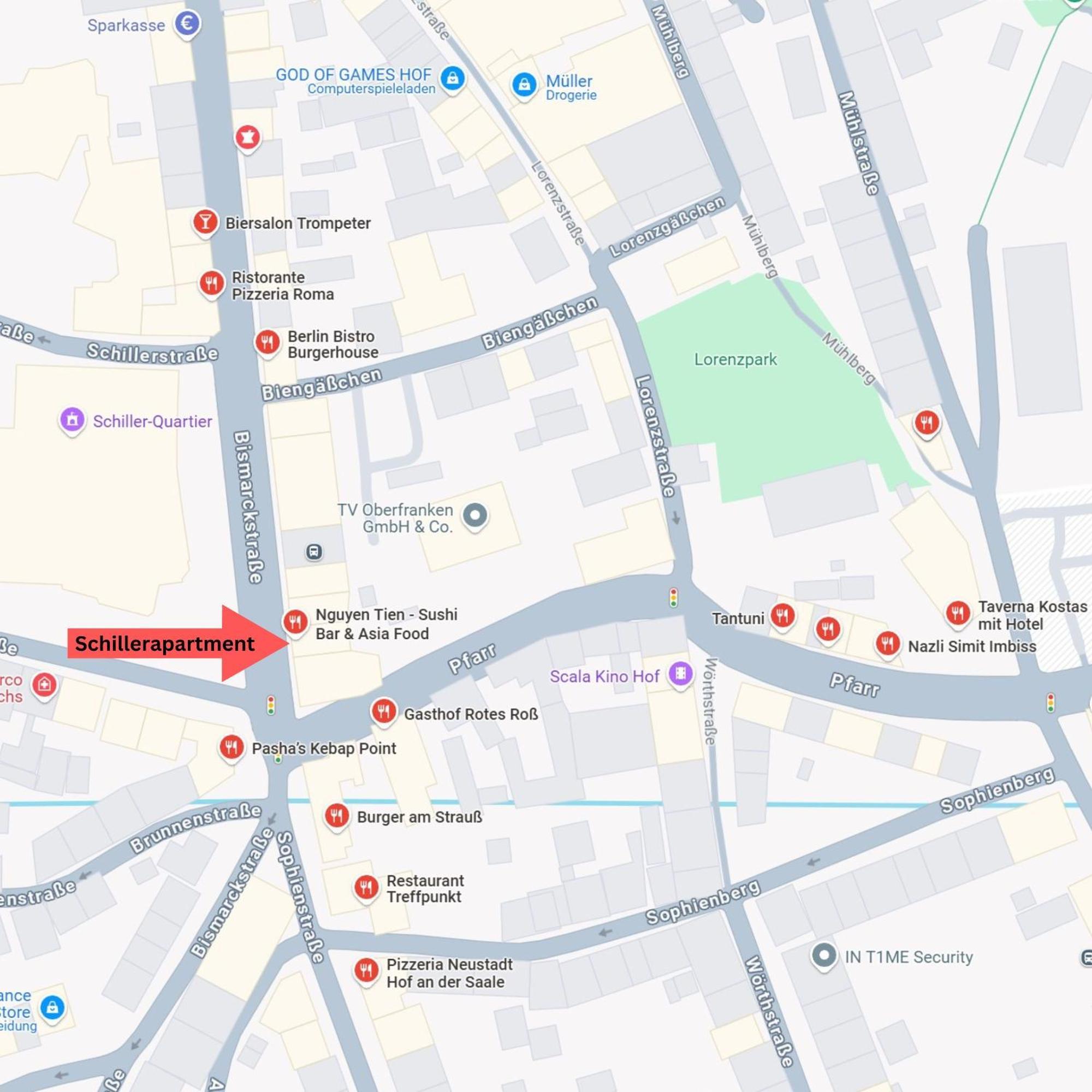 Schillerapartment Hof, Kueche, 24H Digital-Checkin, Parkplatz, Wlan250Mbit 호프 외부 사진
